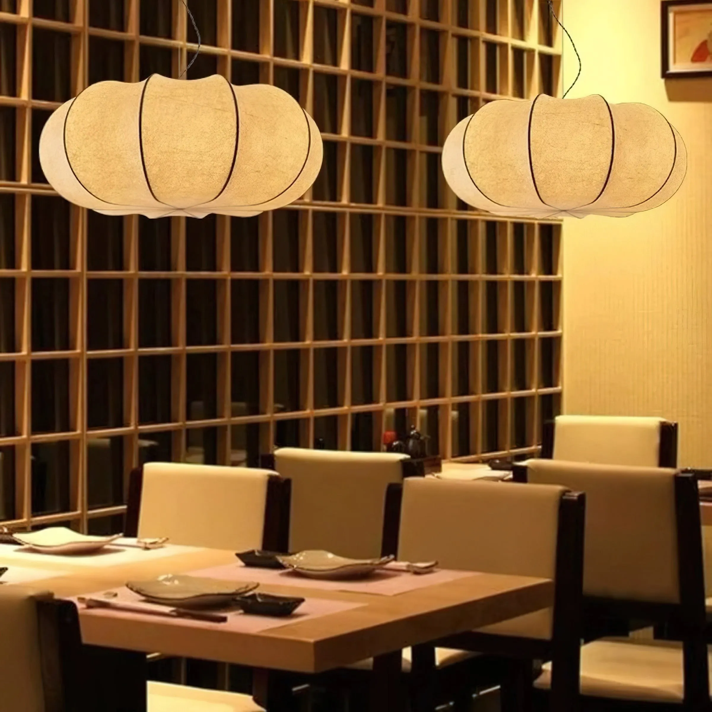 Modern Creative Flat Round Silk Pendant Lamp KL536