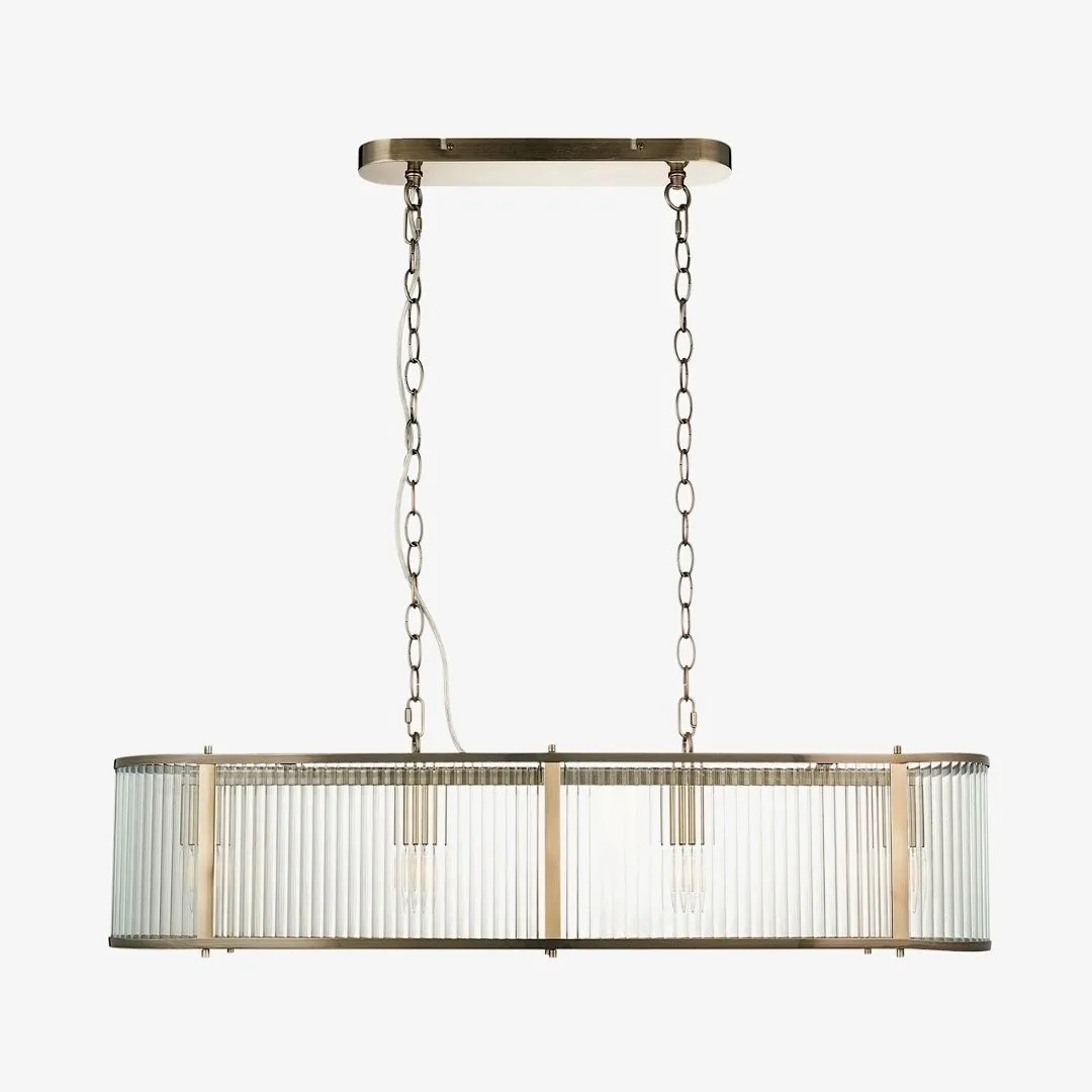 RibGlow Ribbed Glass Pendant Light - Antique Style Pendant Light for Dining Room KL1799