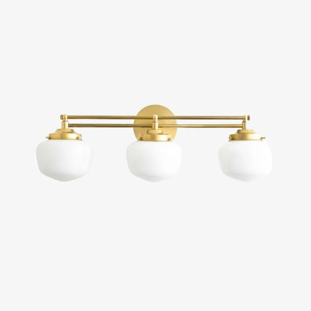 Opalume Glass Art Deco Vanity Light - Bathroom Wall Sconce with White Glass Shades KL1403