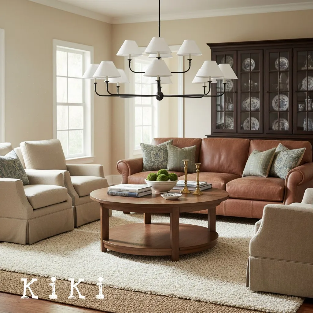 Modern Industrial Metal Chandelier – Luxury Linen Shade Design for Dining or Living Room KL1218