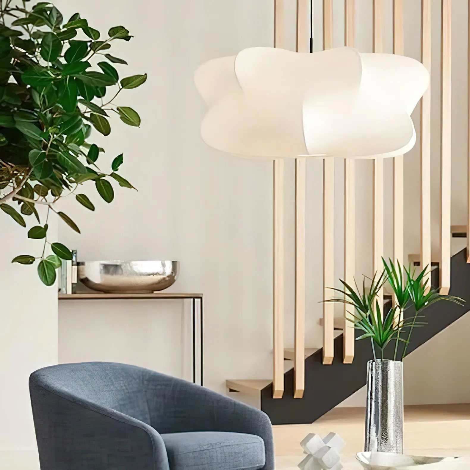 Lunaveo Elegant Silk Pendant Light - Modern Cloud Pendant Light for Living Room KL356