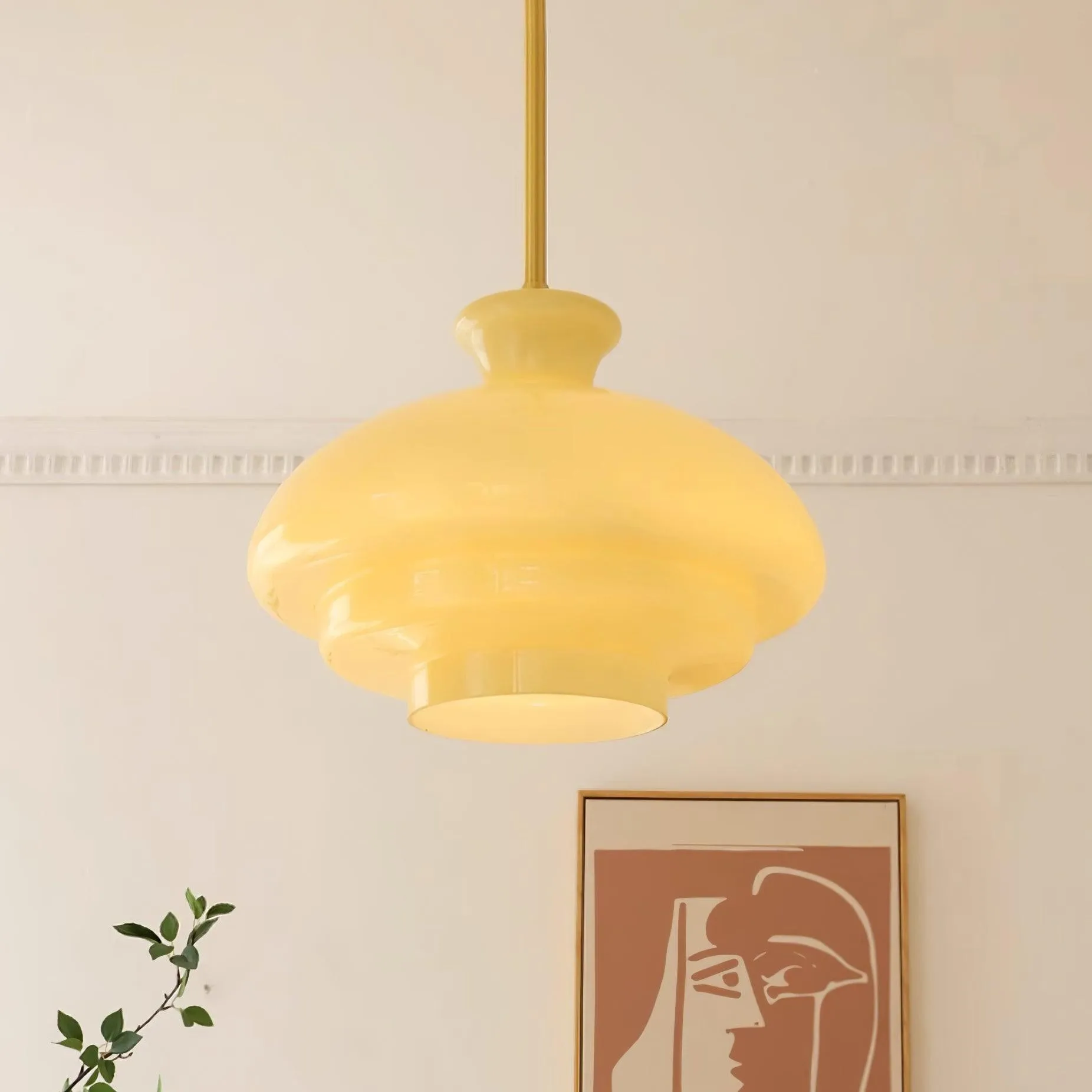 Round Yellow Stylish Simple Glass Pendant Lamp KL558
