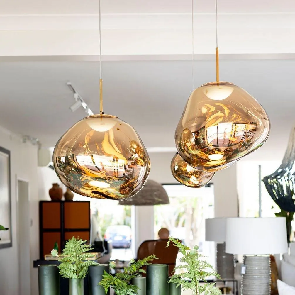 Glass Melt Pendant Light - Artistic Molten Pendant Light For Living Room And Dining Room