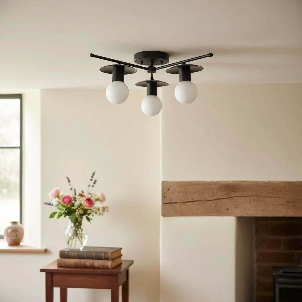 Radiro Globe Industrial Art Deco Light - Unfinished Brass Ceiling Light with Backsplashes KL1438