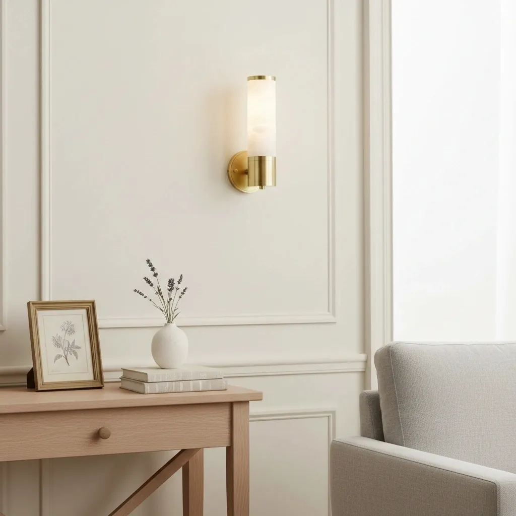 Nexorae Modern Alabaster Wall Lamp Sculptural Vertical Design For Living Room Bedroom Hallway KL2285