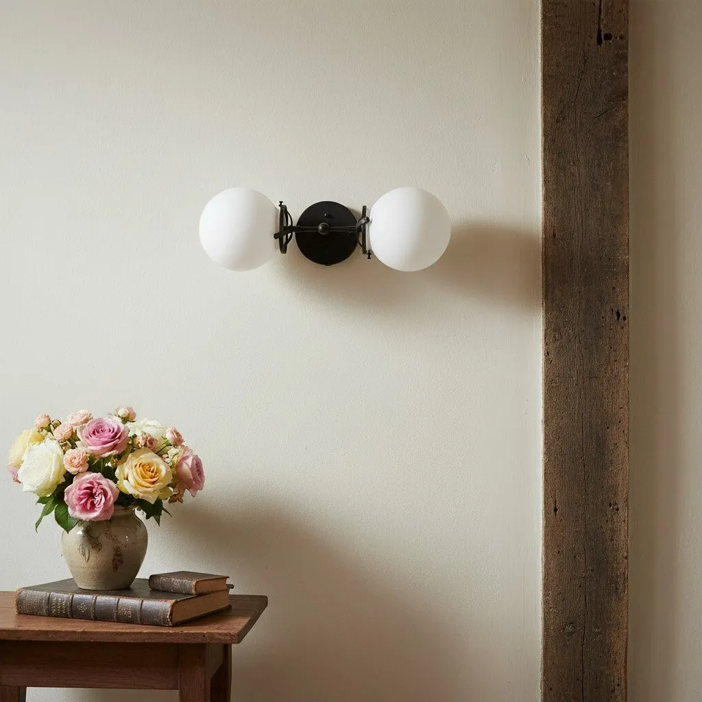 Lumio Globe Art Deco Vanity Light -  Opal Globe Bathroom Sconce KL1416