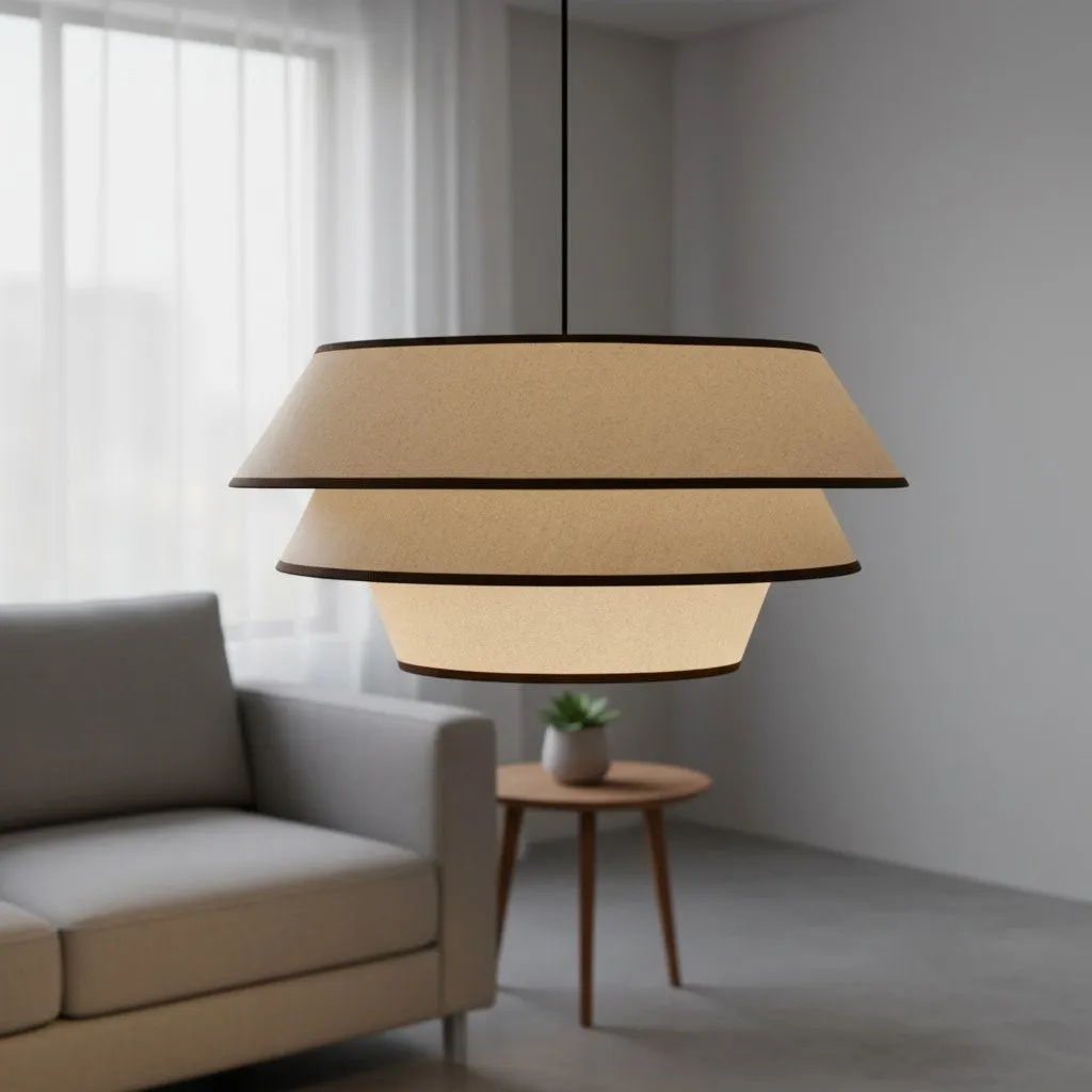 Tarivon Steel Frame Pendant with Fabric Shade - Modern Hanging Lamp for Dining Rooms KL1625