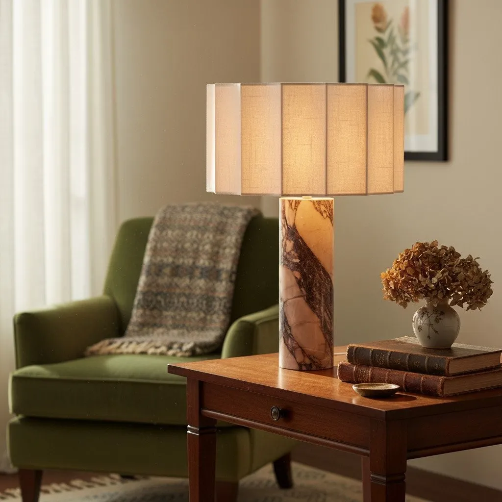 Cavilon Fan Shaped Linen Table Lamp - Modern Lighting for Living Room Decor KL2037