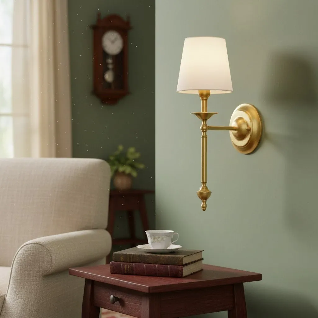 Arcuma Classic Copper and Fabric Wall Lamp for Sophisticated Living Spaces KL2053