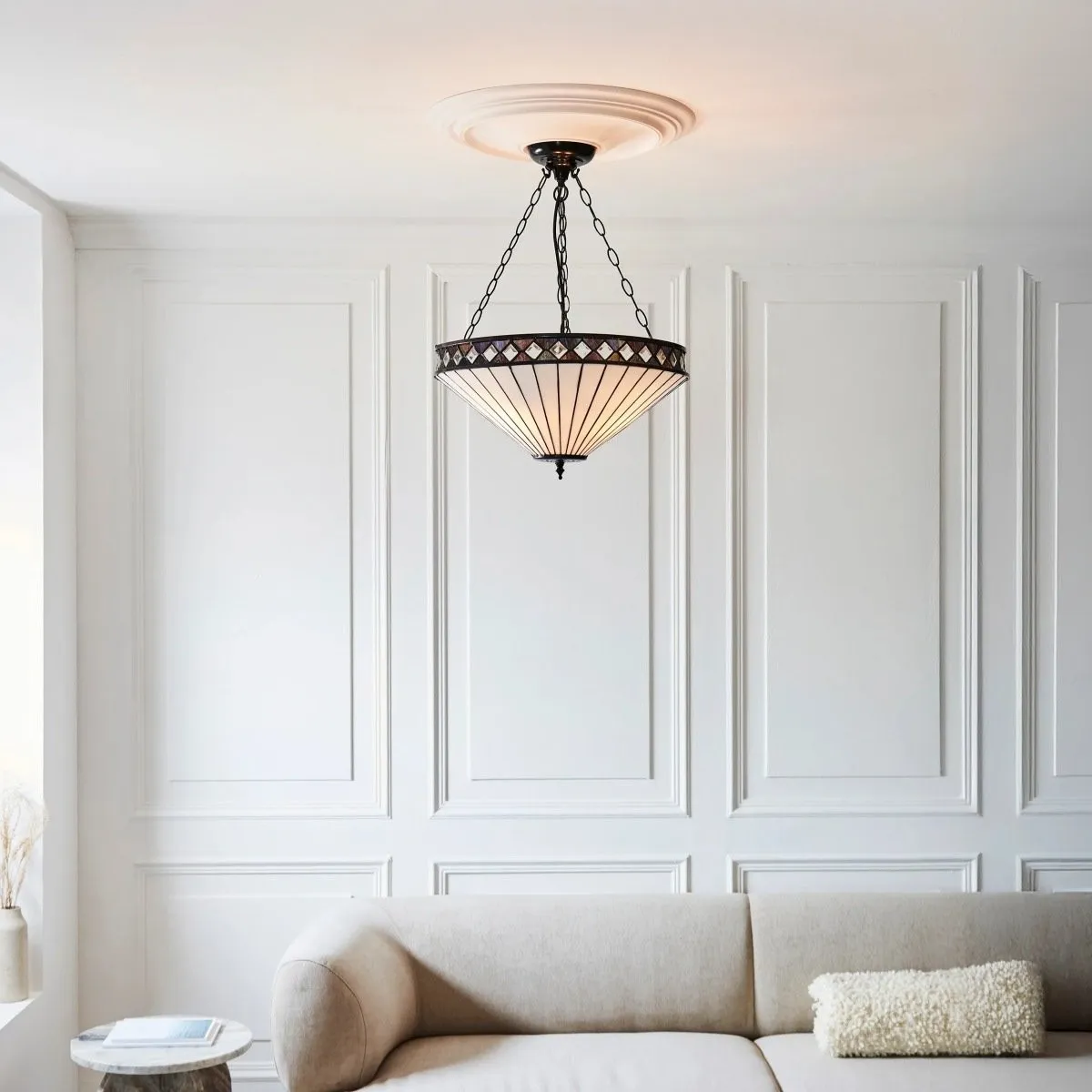 TF Fargo Stained Glass Pendant Light - Tiffany Style Inverted Pendant Lamp for Kitchen KL1934