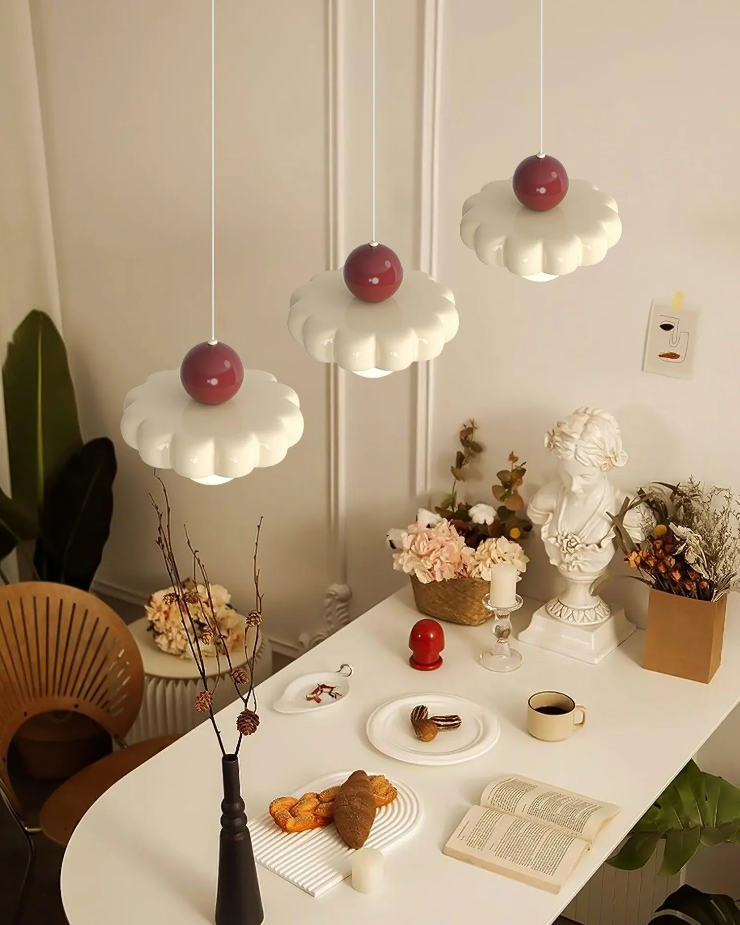 Cream Style Long Line Pumpkin Texture Pendant Lamp KL294