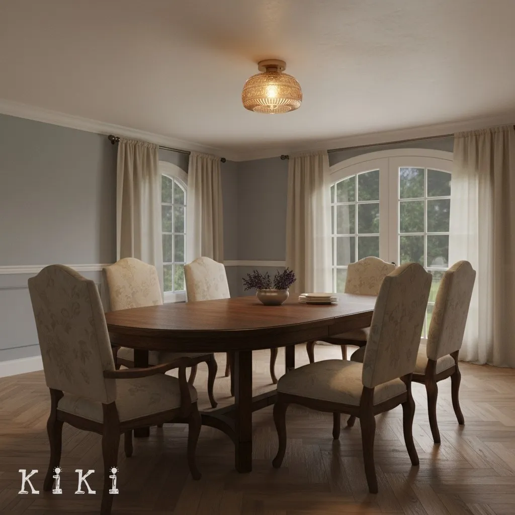 Lurex Engraved Glass Ceiling Light - Classic Floral Semi Flush Mount for Interior KL830