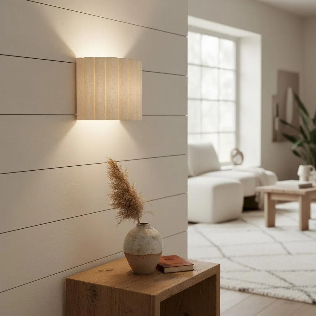 Velura Linen Fold Wall Sconce - Fabric Soft Pleated Design Ambient Lighting for Bedroom or Hallway KL1745