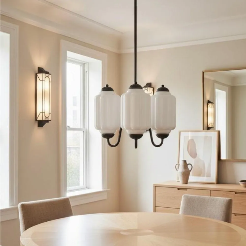 Vintage Eloise Glass 3 Lights Chandelier For Living Room KL928