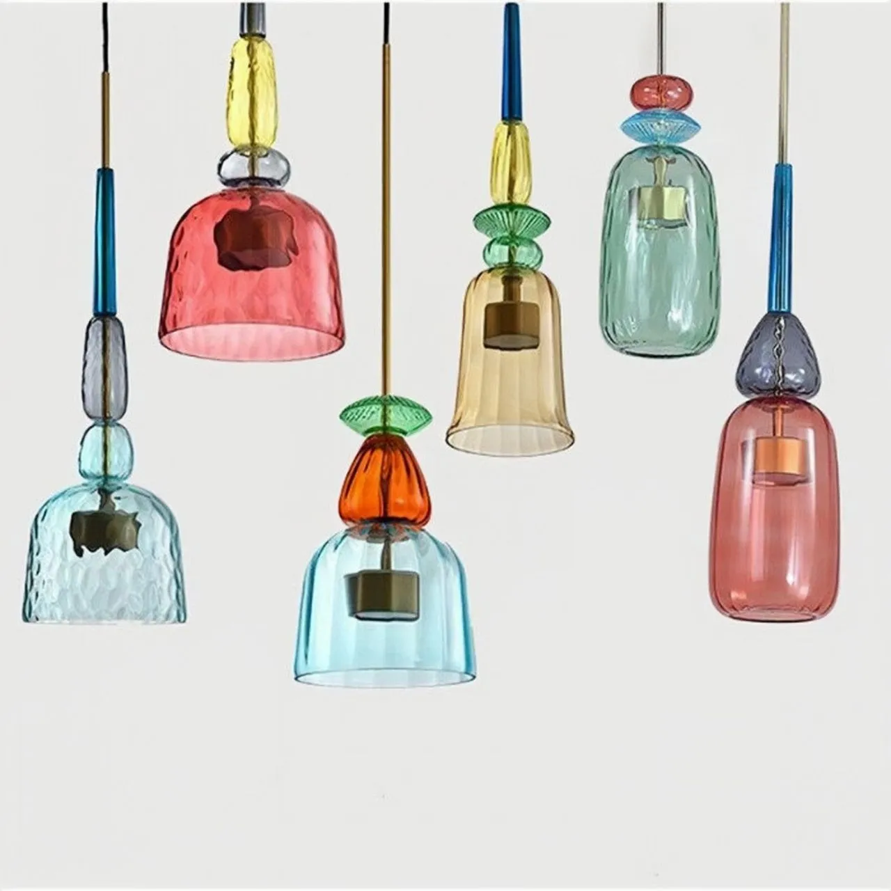 Nordic Macaron Flauti Ribbed Glass Pendant Light