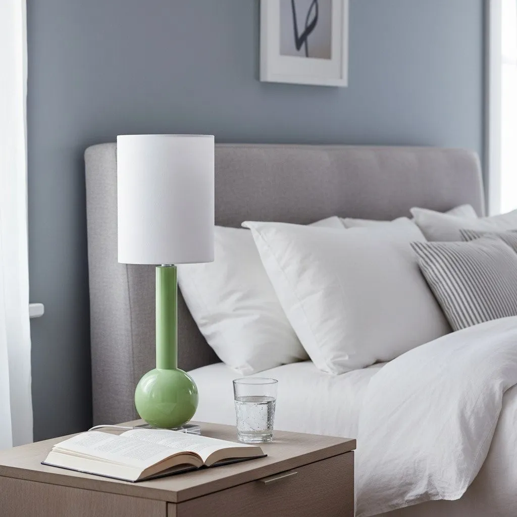 Savara Minimalist Table Lamp - Clean Glass Form with Fabric Shade for Bedrooms KL1652