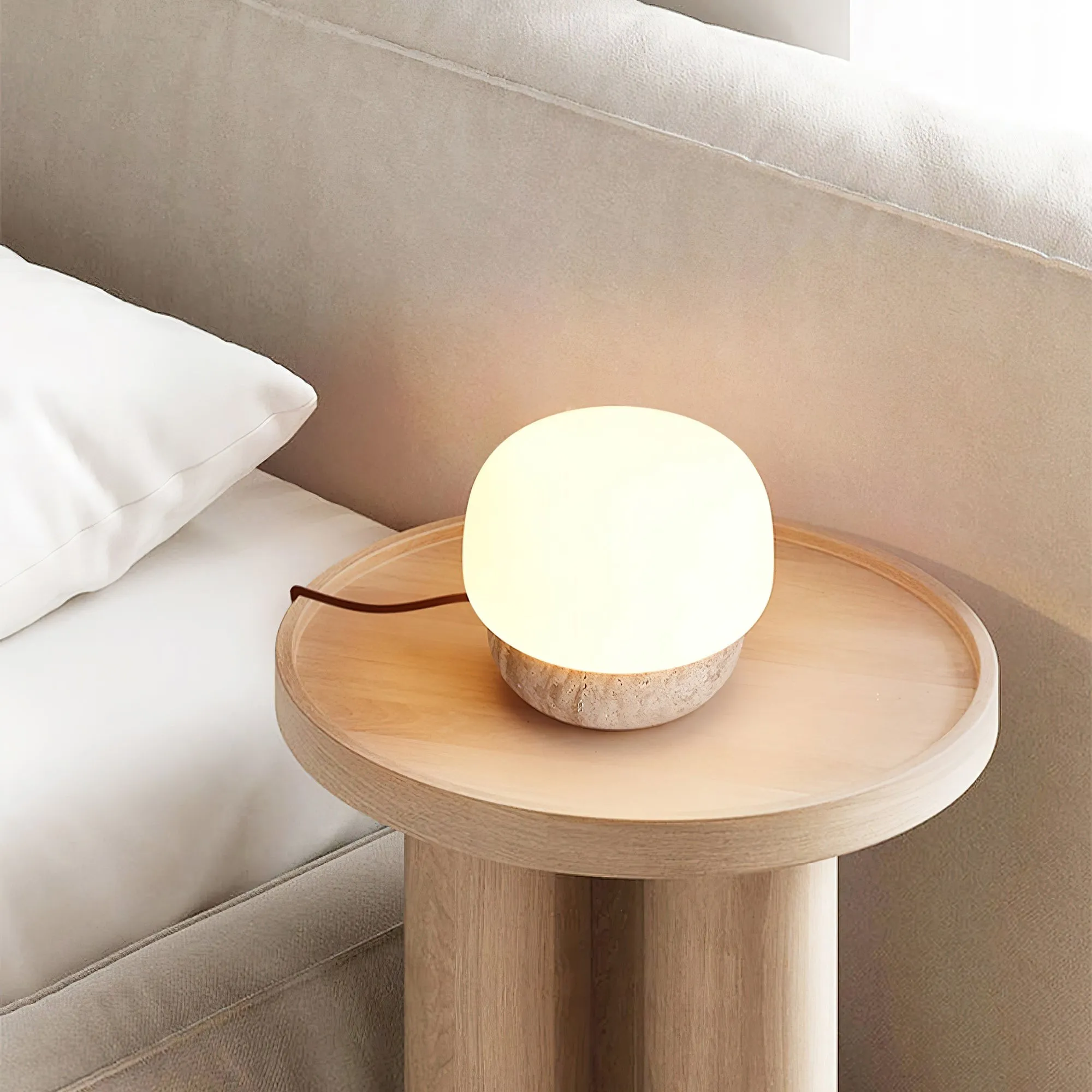 Nordic Style Round Travertine Table Lamp KL344
