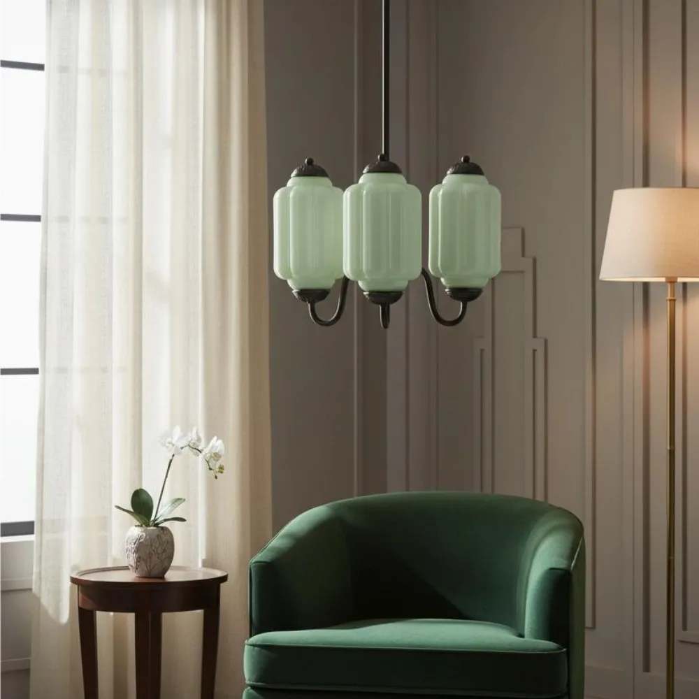 Vintage Eloise Glass 3 Lights Chandelier For Living Room KL928