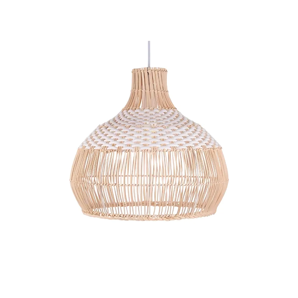 Breezy White Elegance Natural Rattan Pendant Light D842