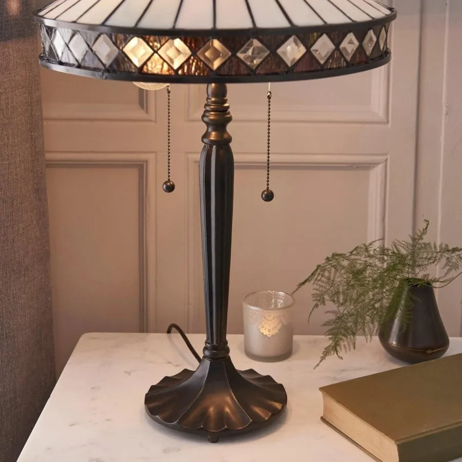 TF Fargo Geometric Stained Glass Table and Floor Lamp - Vintage Art Deco Lamp for Living Room KL1963
