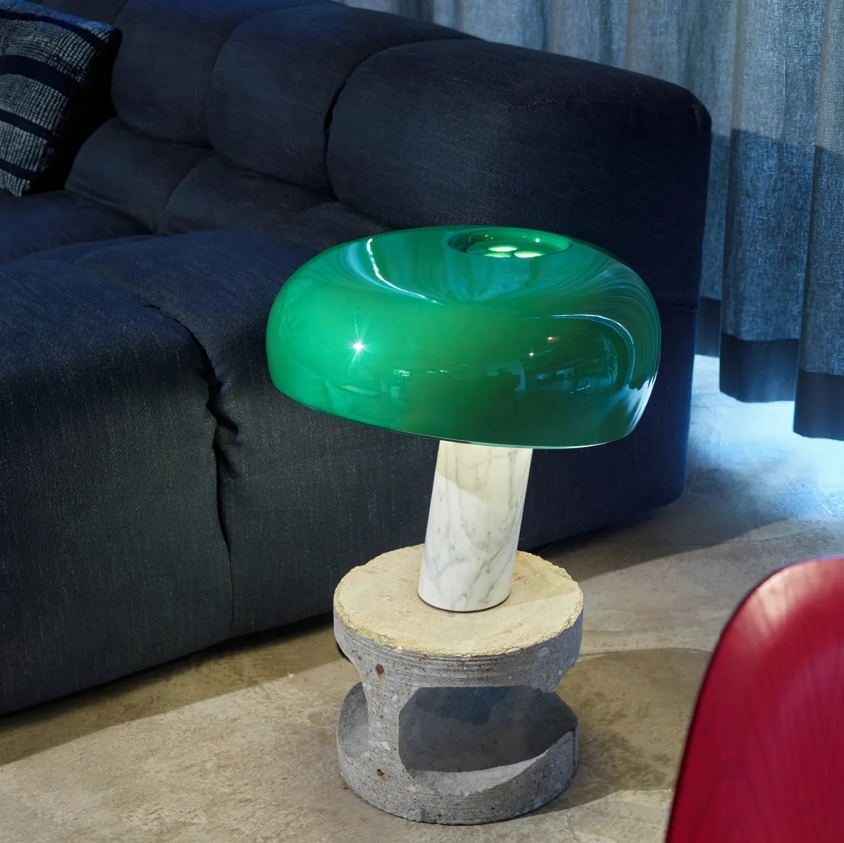 Snoopy Table Lamp - Elegant Glass Shade with Marble Base for Bedroom