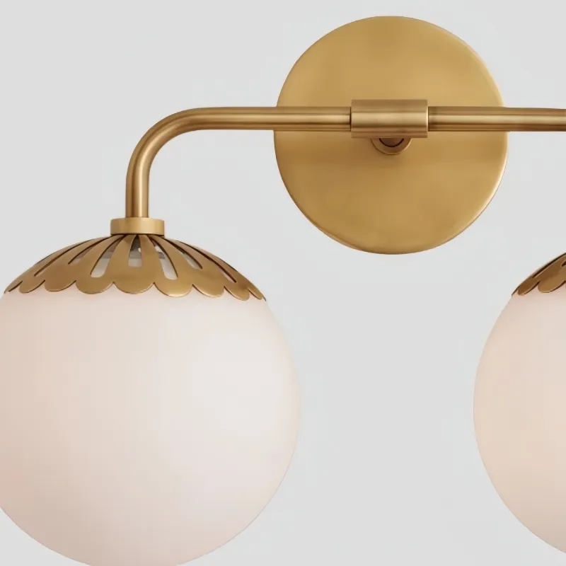 Vinbrea Glass Globe Wall Lamp - Minimal Curved Arm Light for Living Room KL2370