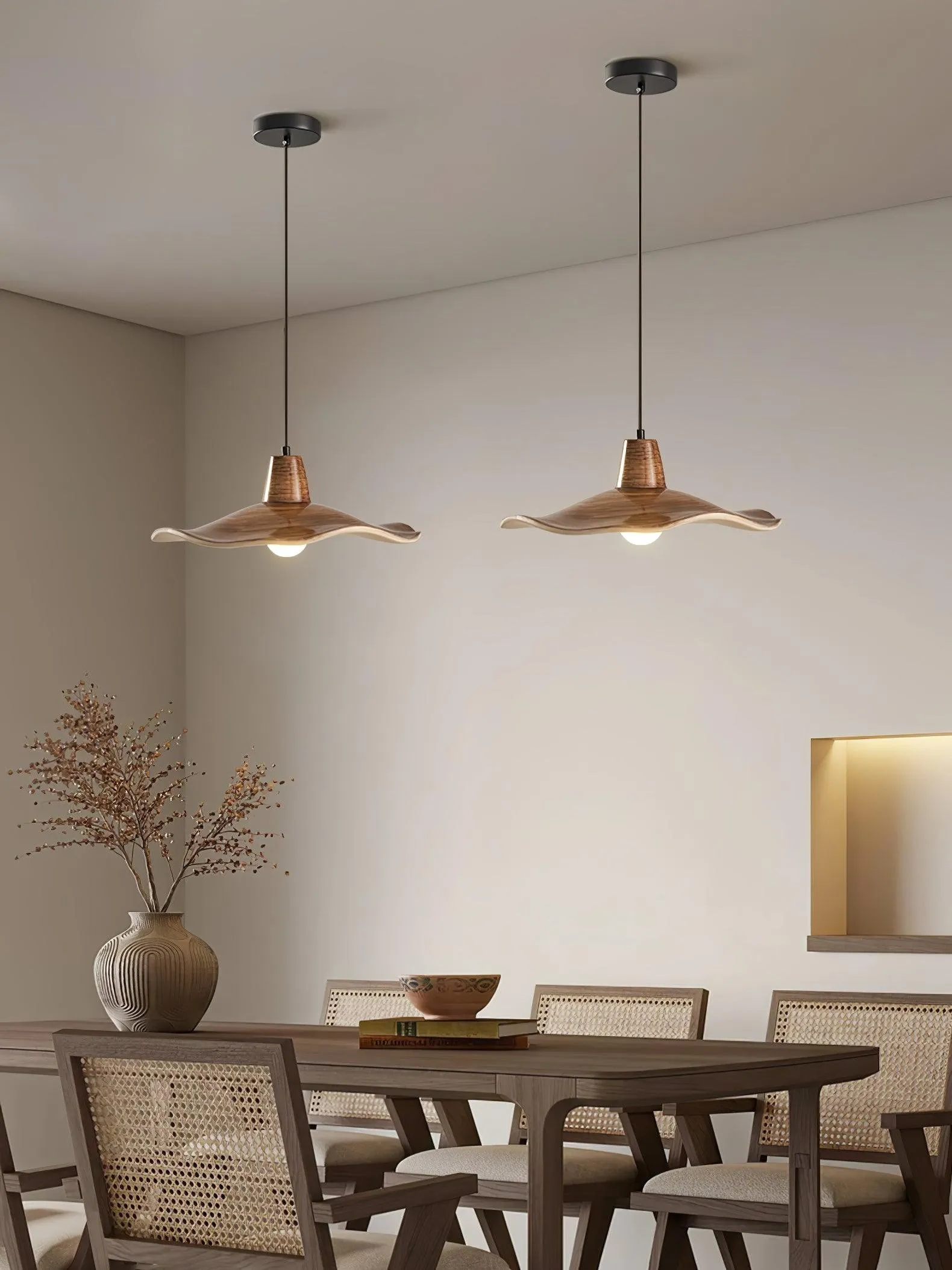Black Imitation Walnut Wood Grain Kitchen Pendant Lamp KL716