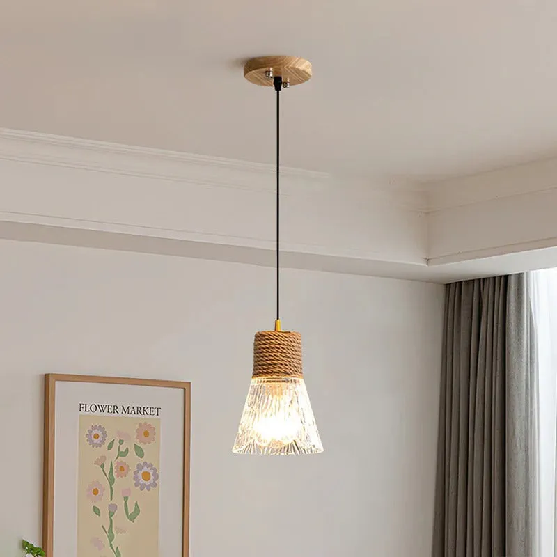 Hemp Rope Glass Pendant Lamp KL1030