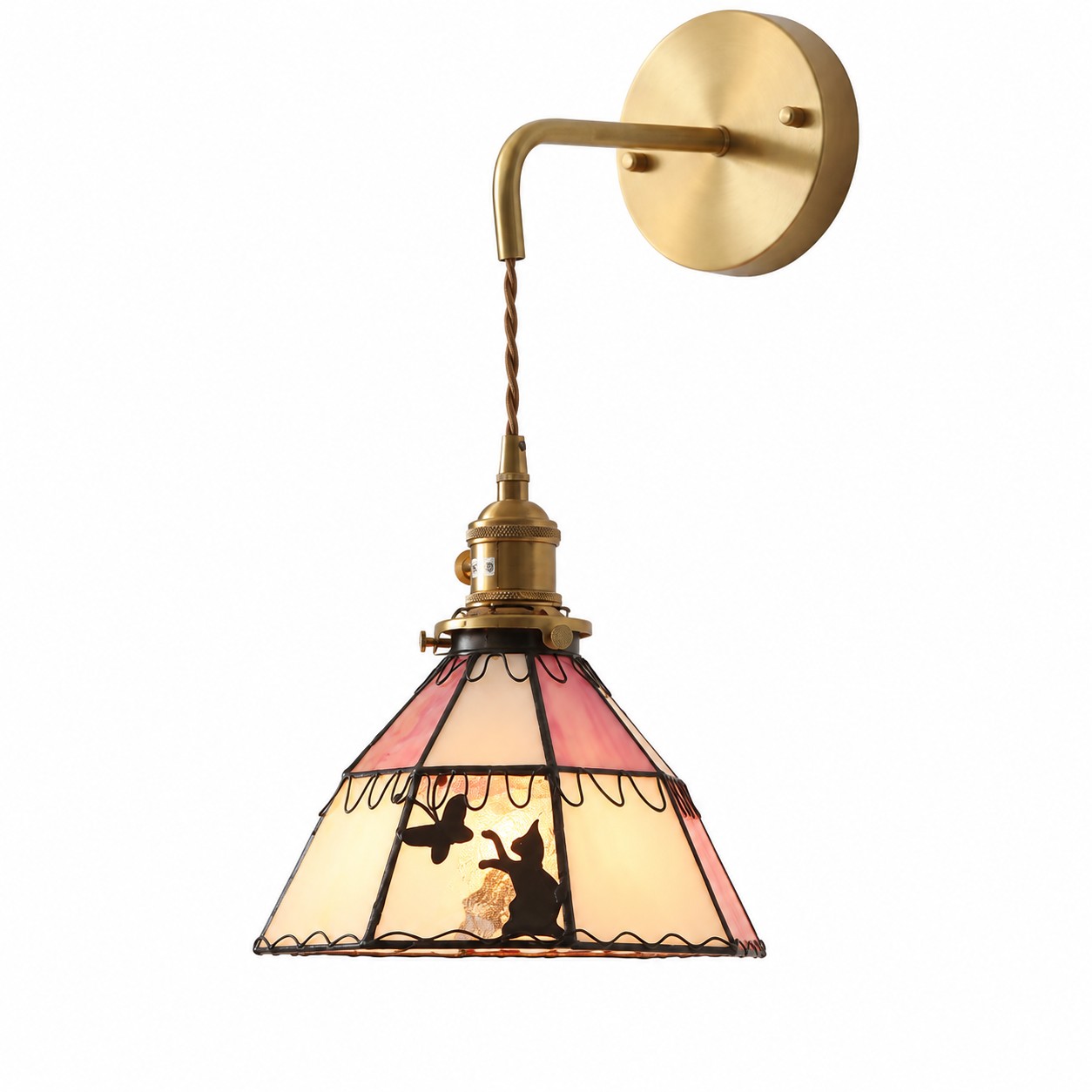 Pink Cat 02 Cord Wall Lamp