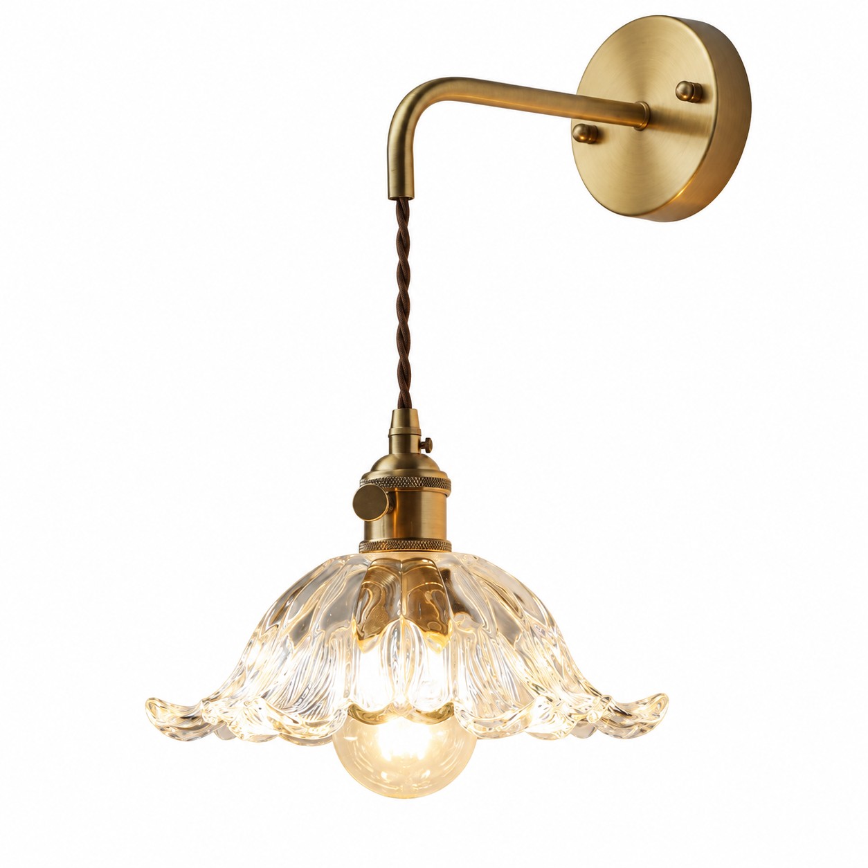 Small Clear Striped-Flower Cord Wall Lamp