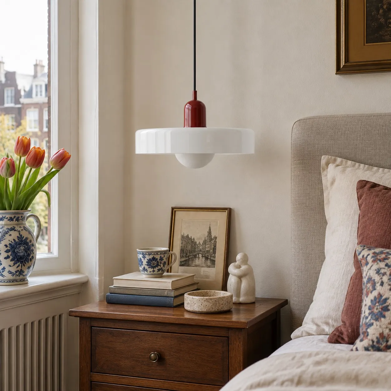 Chambre, blanc et rouge