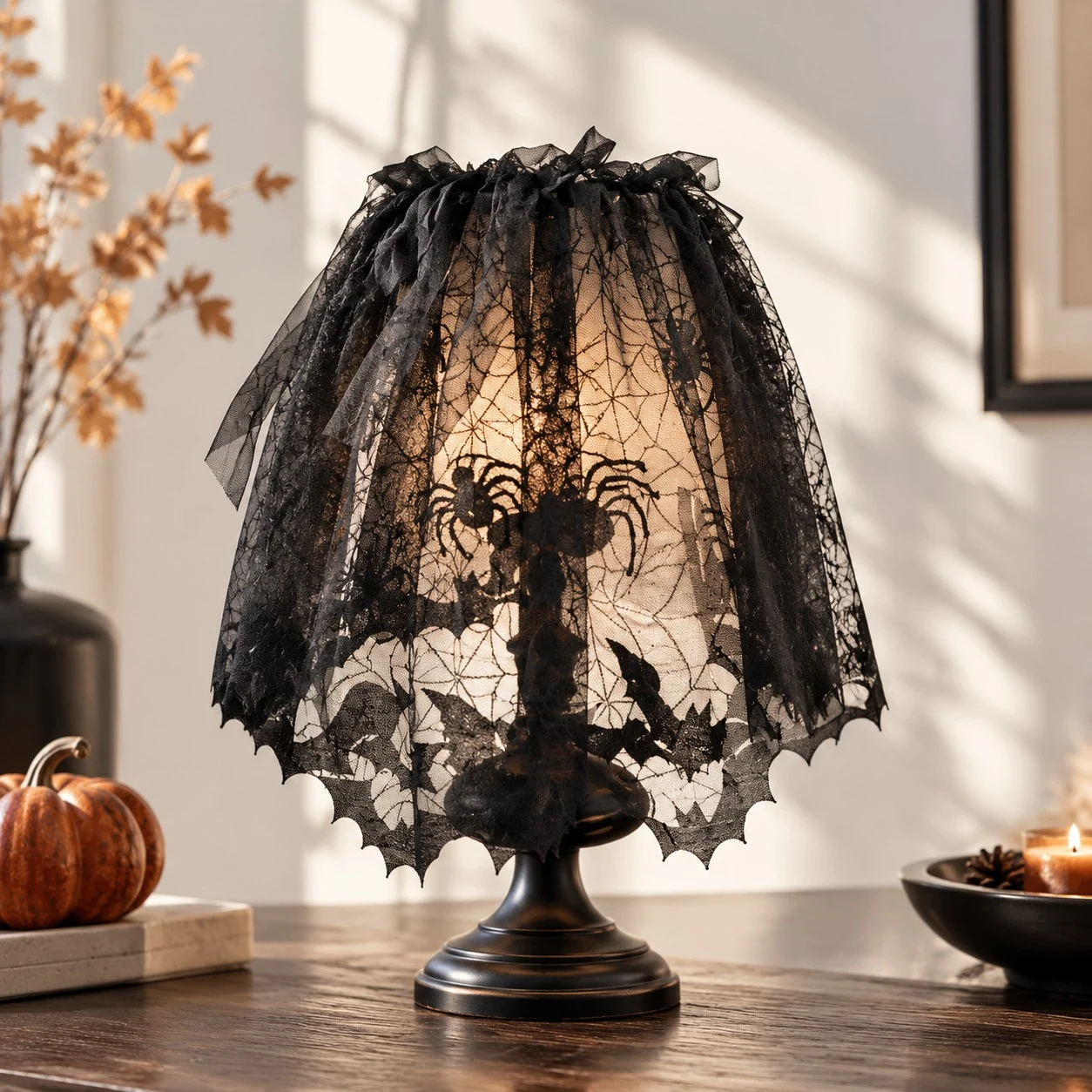 Halloween lampshade cover detail and styling