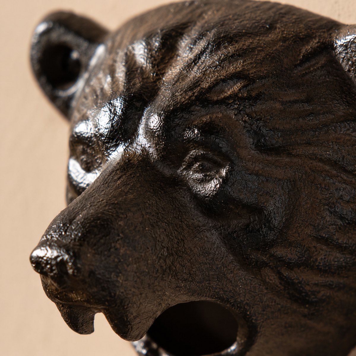 Cast-iron texture of the bear opener
