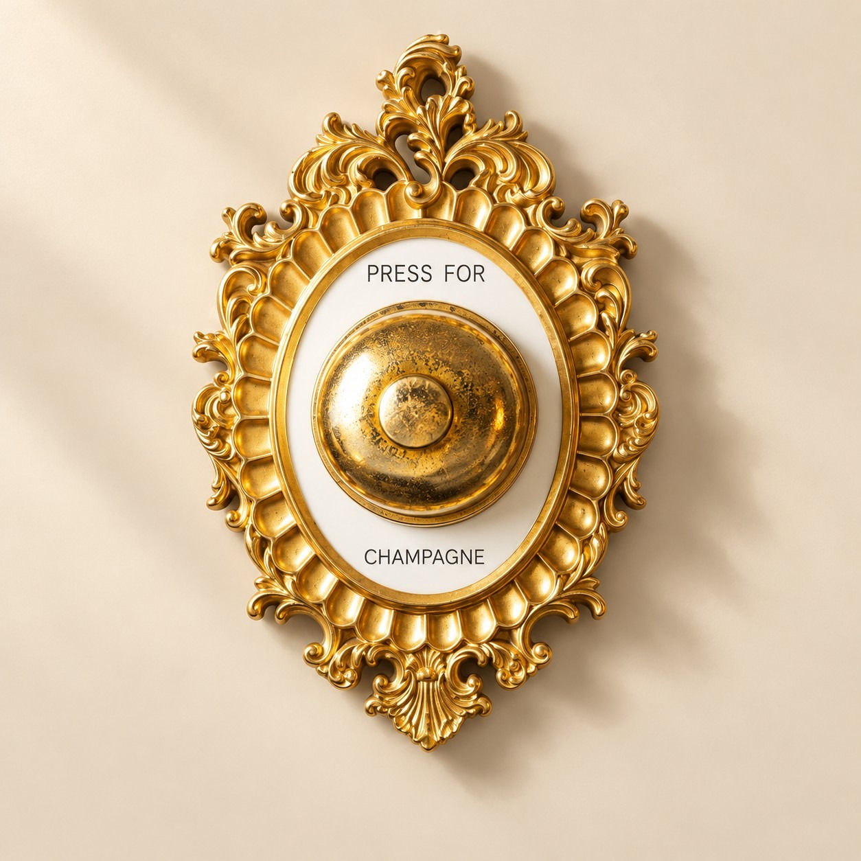 Gilt ivory scroll frame wall bell