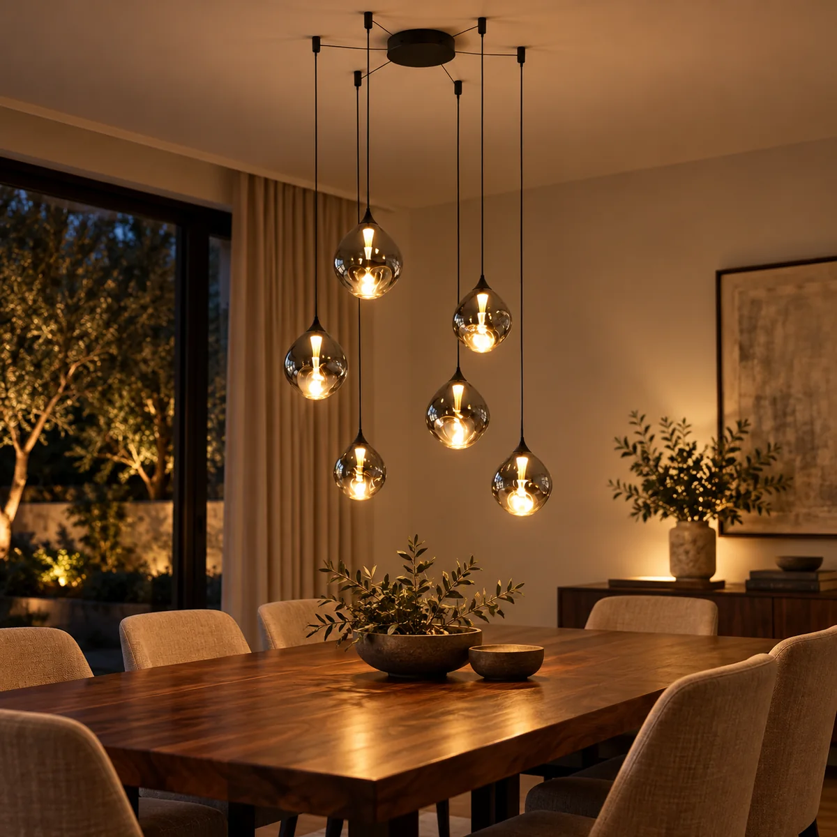 Pendant Cluster with Cords You Set Yourself