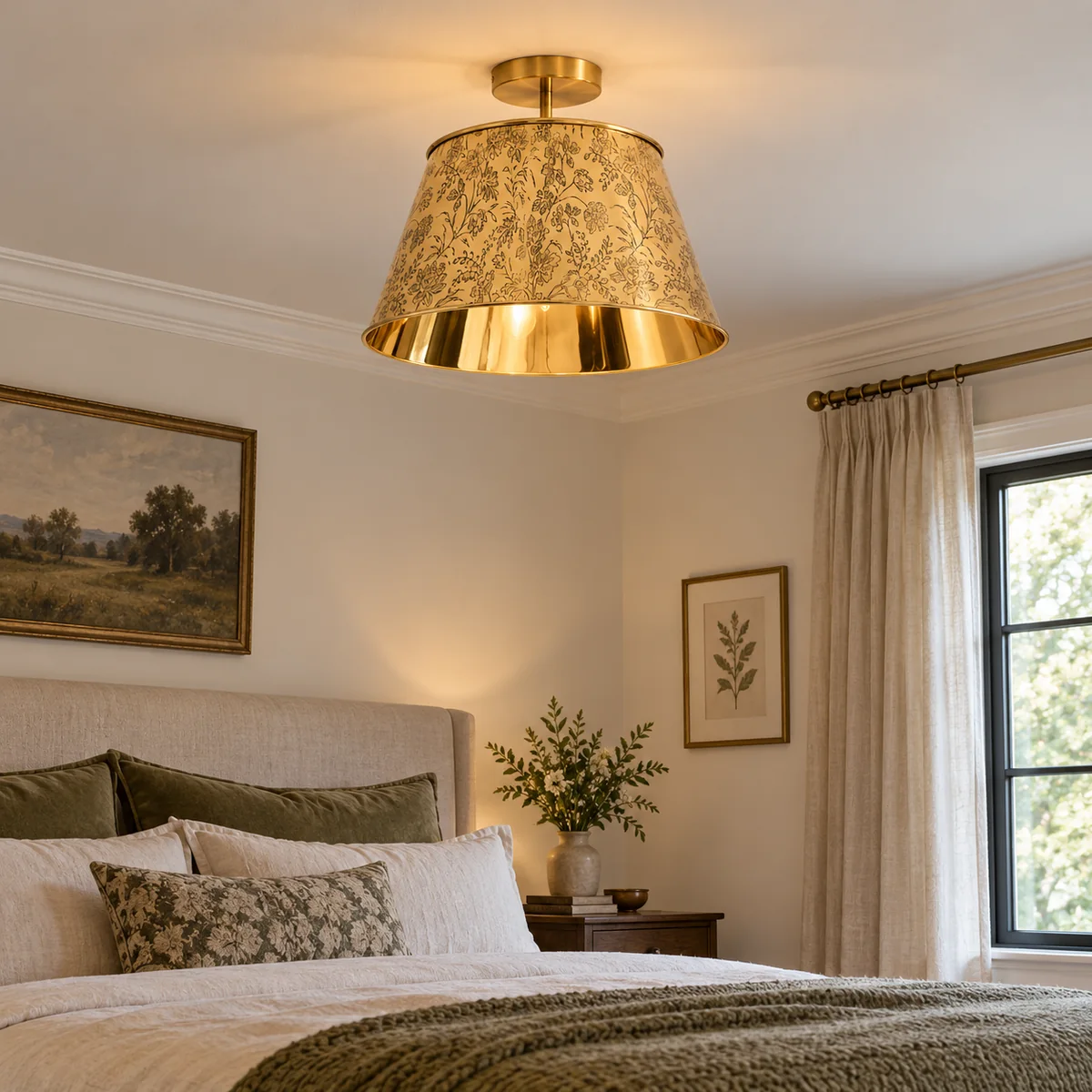 Ceiling Light with a Tall Floral Form