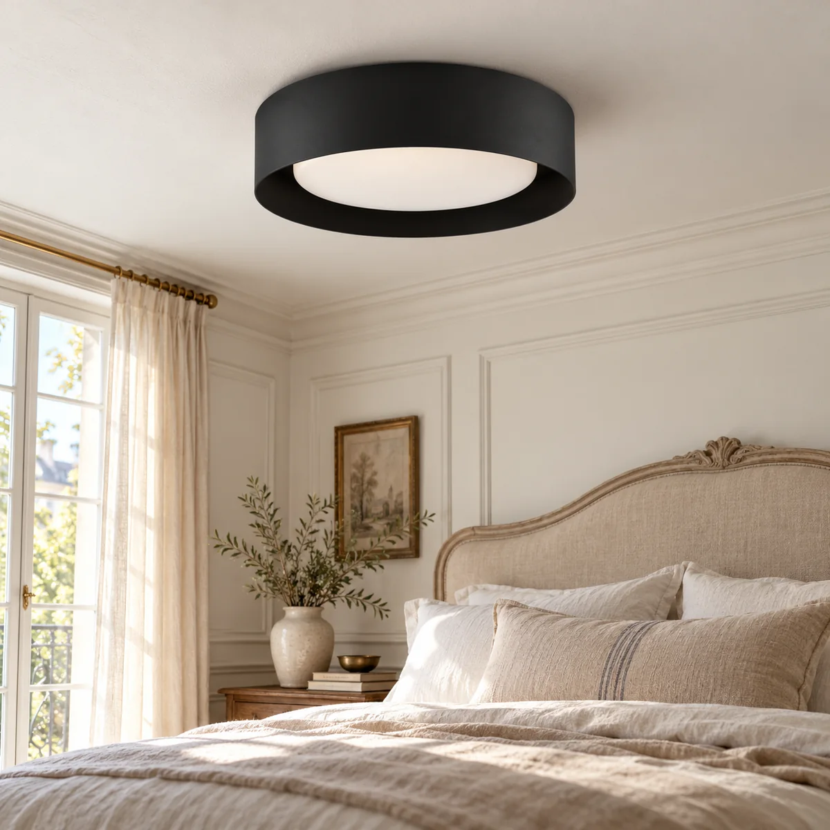 Frosted Glass Drum for a Low Ceiling