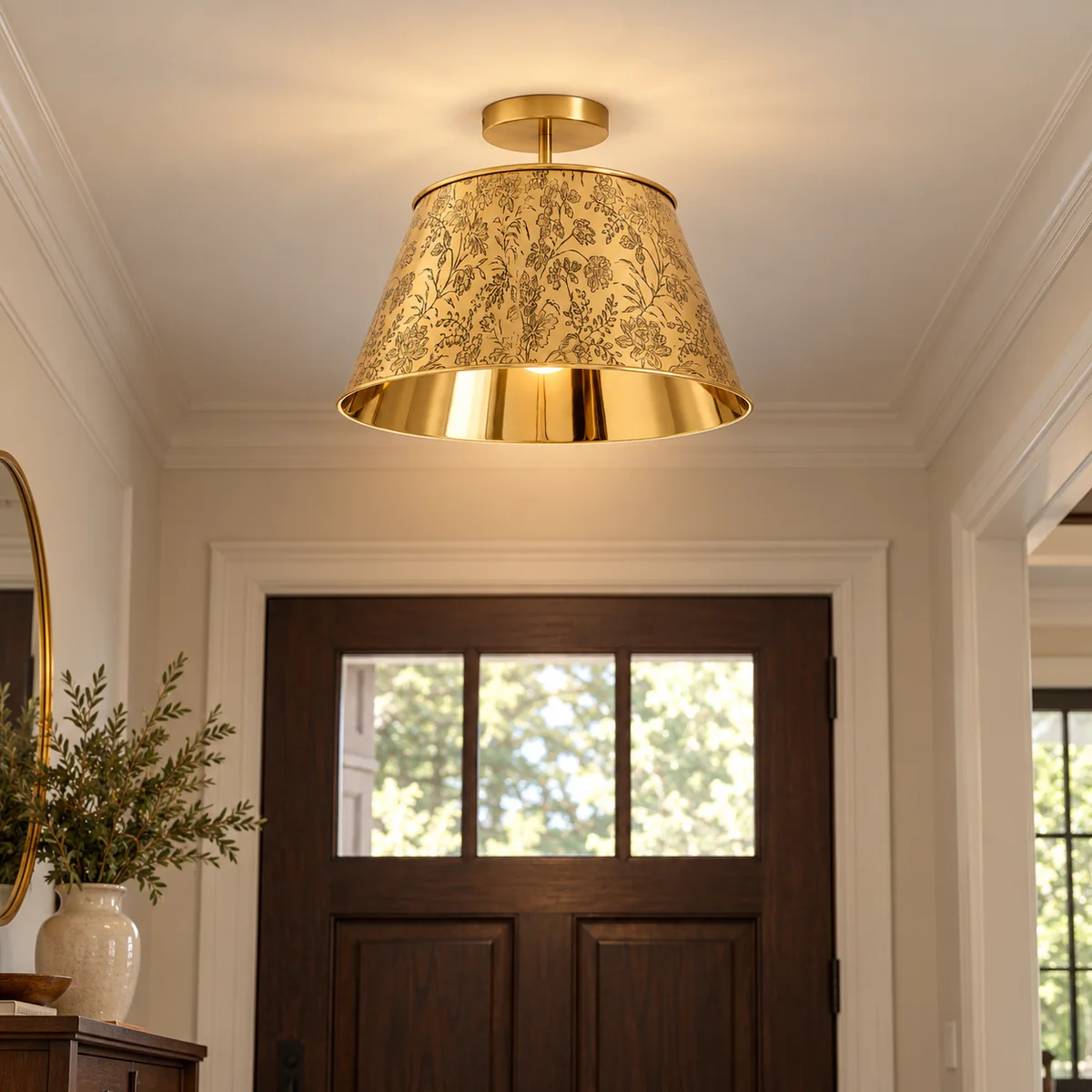 Ceiling Light with a Tall Floral Form
