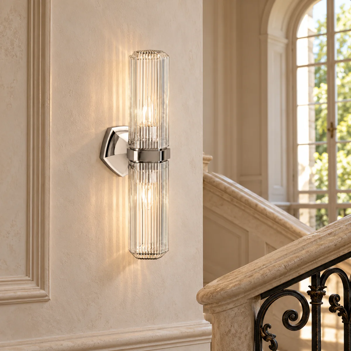 Vertical Glow from Fluted Glass Heads
