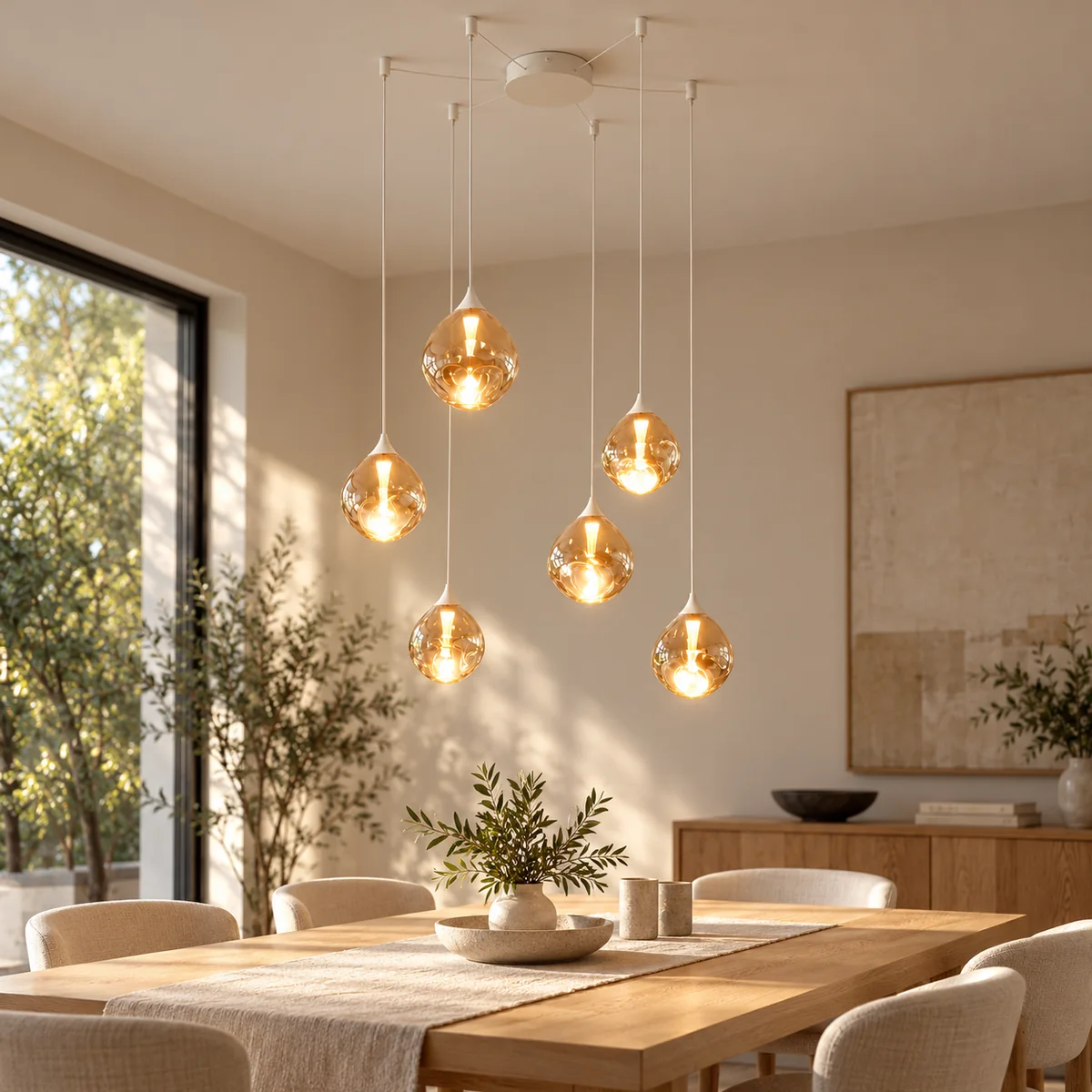 Pendant Cluster with Cords You Set Yourself
