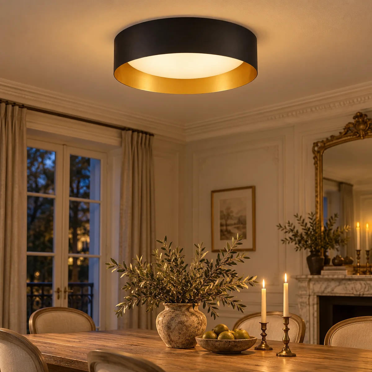 Frosted Glass Drum for a Low Ceiling