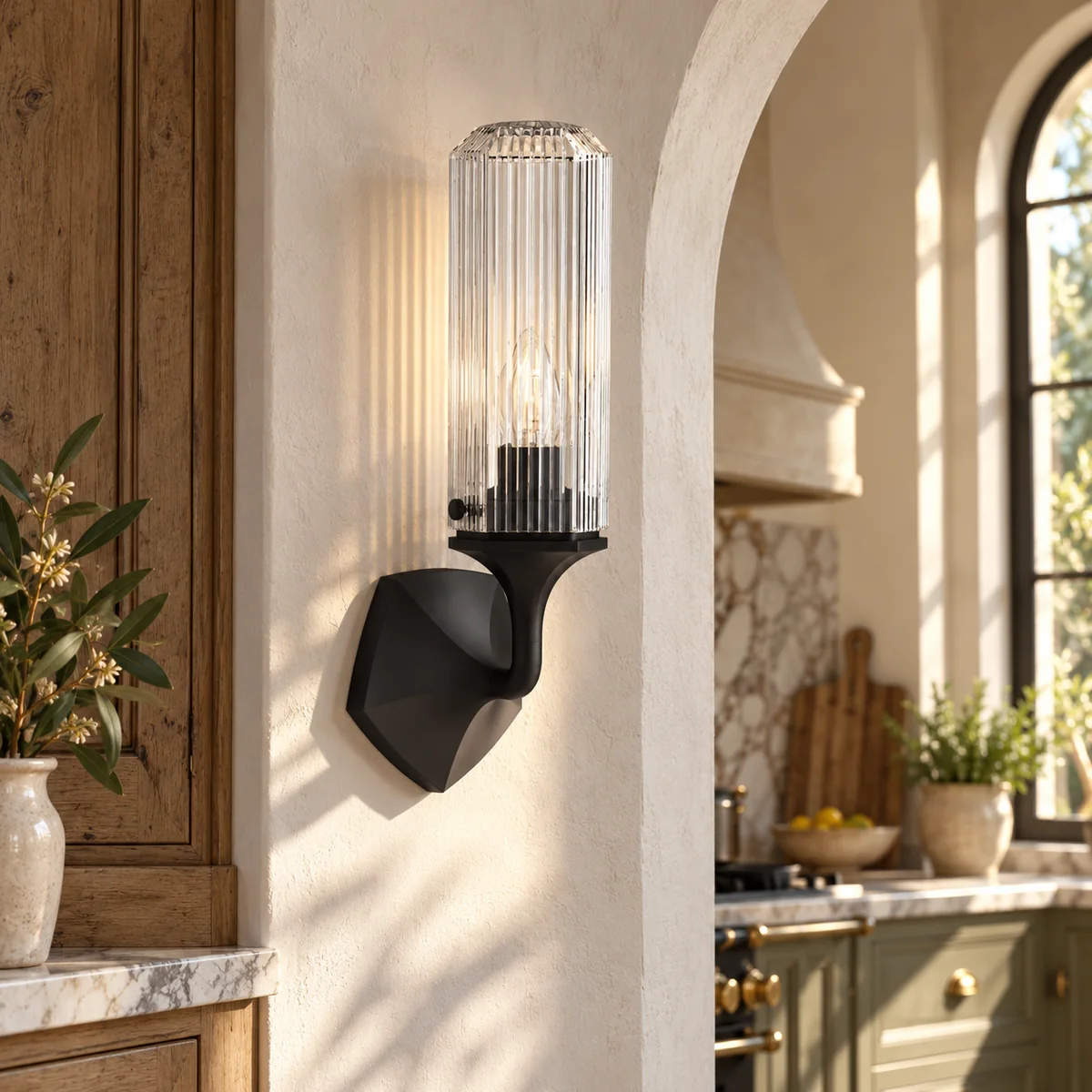 Vertical Glow from Fluted Glass Heads