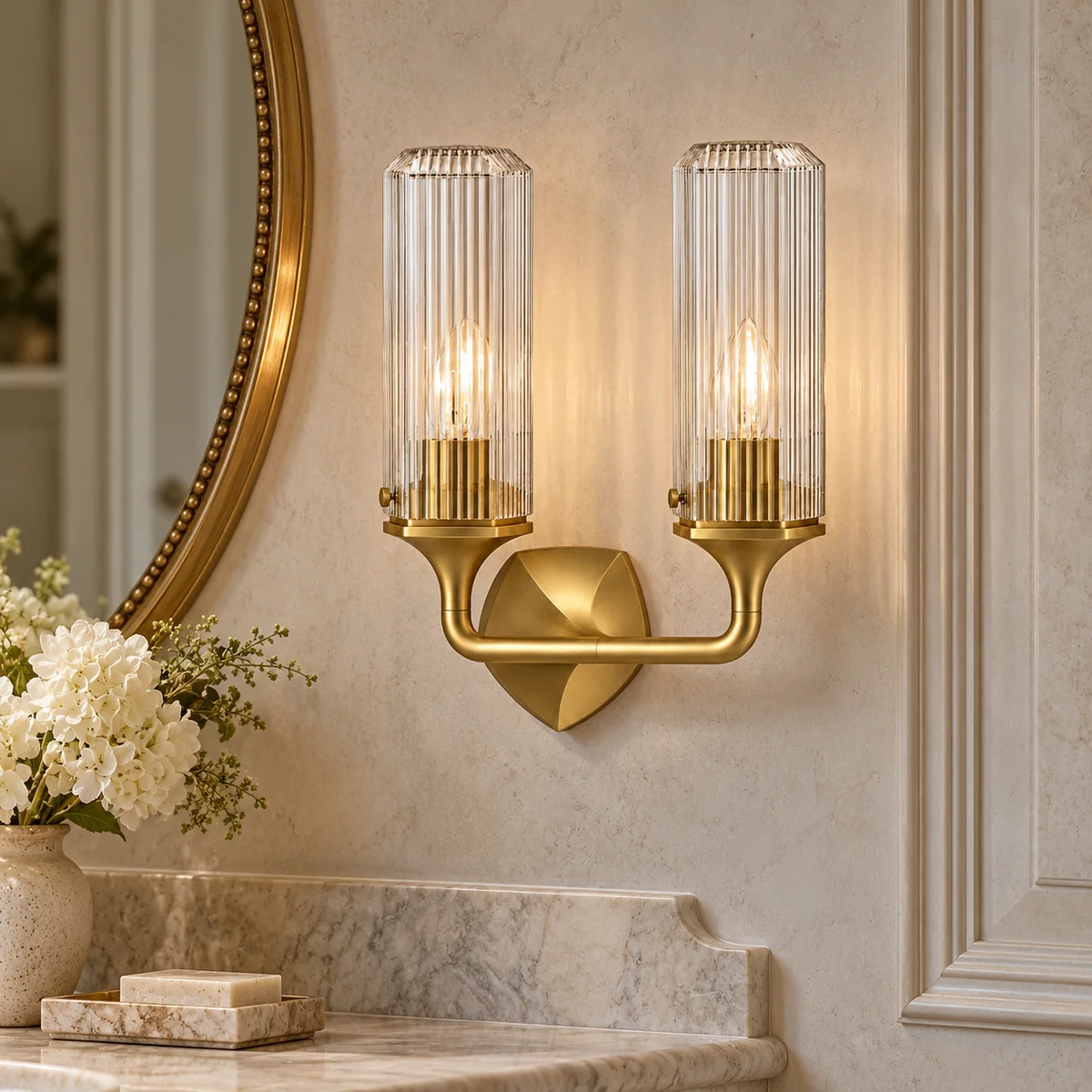 Vertical Glow from Fluted Glass Heads