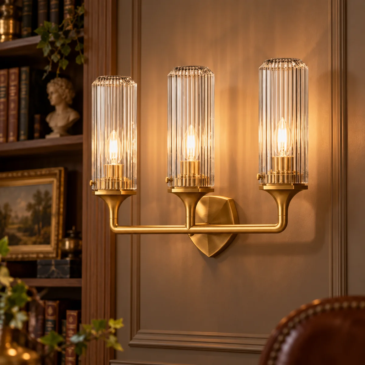 Vertical Glow from Fluted Glass Heads