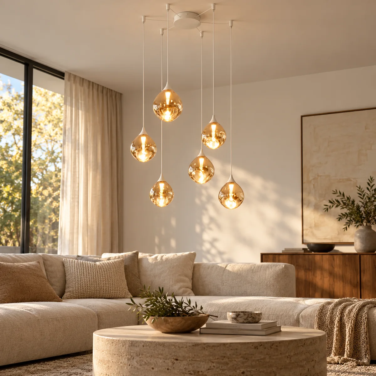 Pendant Cluster with Cords You Set Yourself