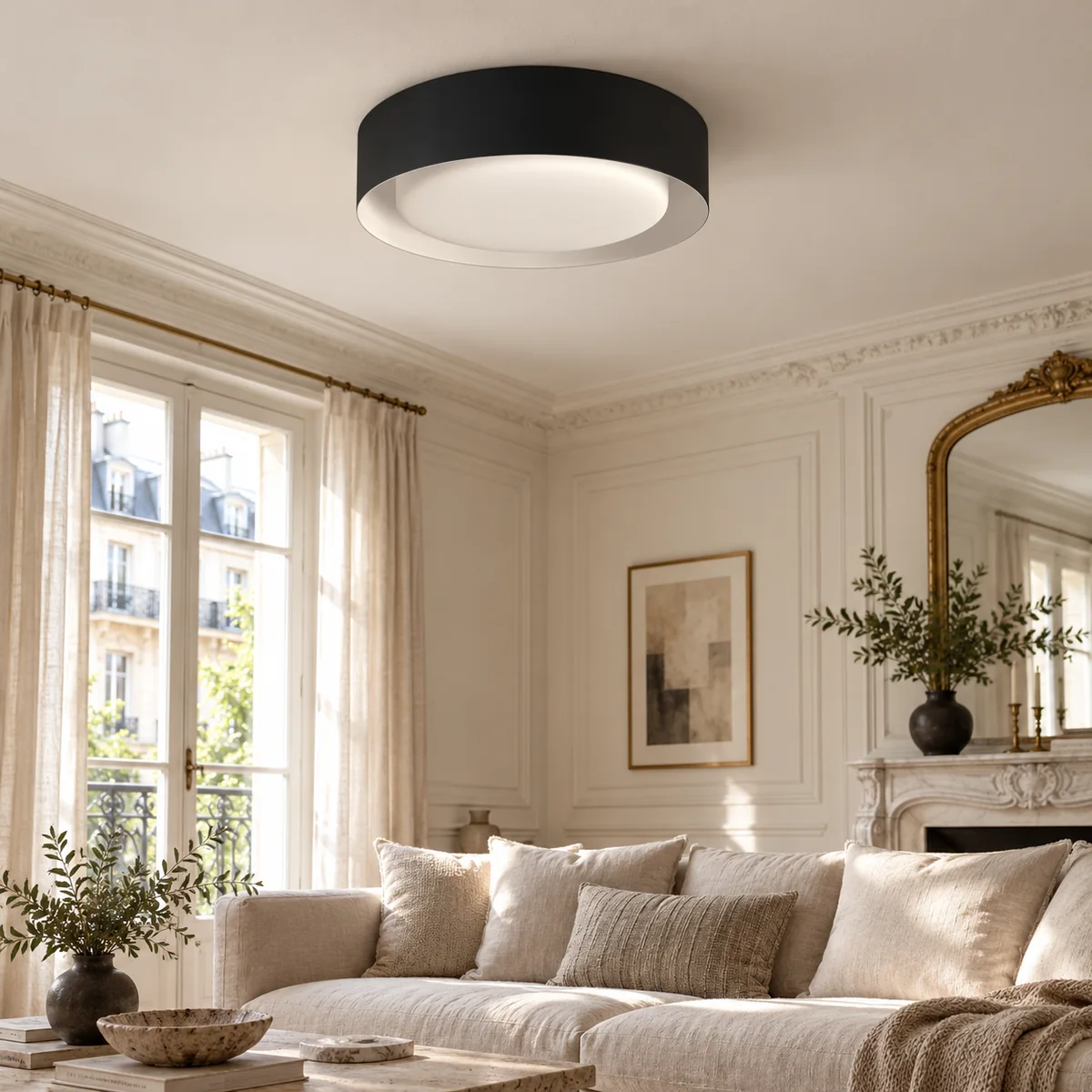 Frosted Glass Drum for a Low Ceiling