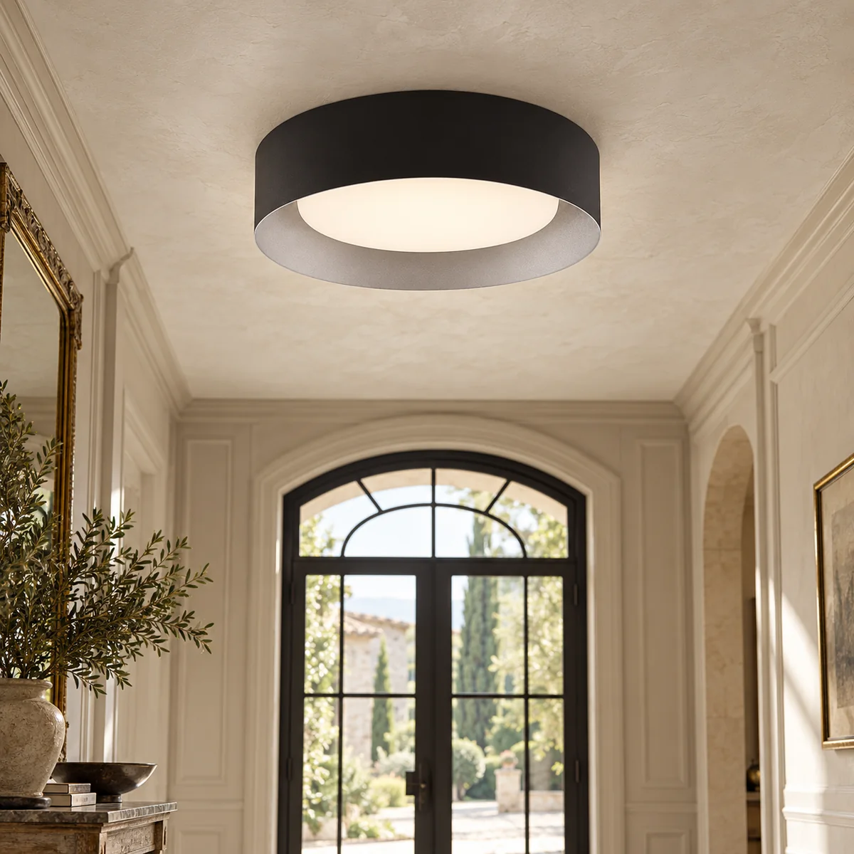 Frosted Glass Drum for a Low Ceiling